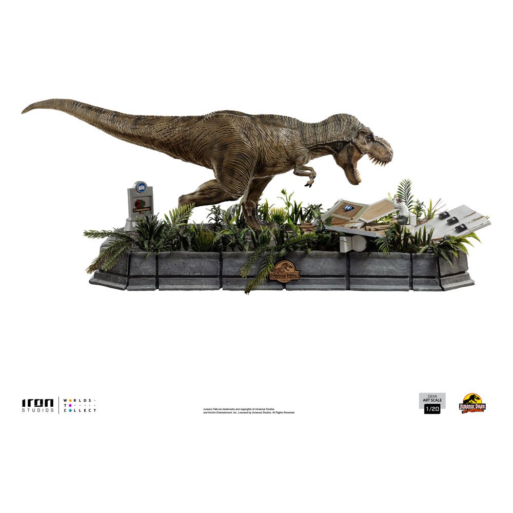 T-REX ATTACKS DONALD GENNARO - JURASSIC PARK - DEMI ART 1/20 - IRON STUDIOS