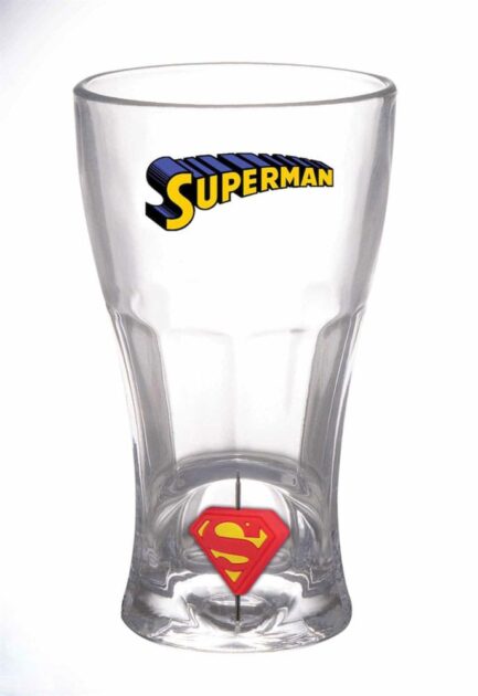 VASO REFRESCO CRISTAL SUPERMAN LOGO EMBLEMA GIRATORIO 3D - DC COMICS