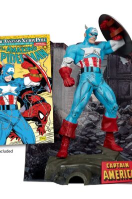 CAPTAIN AMERICA (THE AMAZING SPIDER-MAN #323) – MARVEL – 1/6 SCALE POSED W/SCENE & COMIC – 28 CM – MCFARLANE TOYS