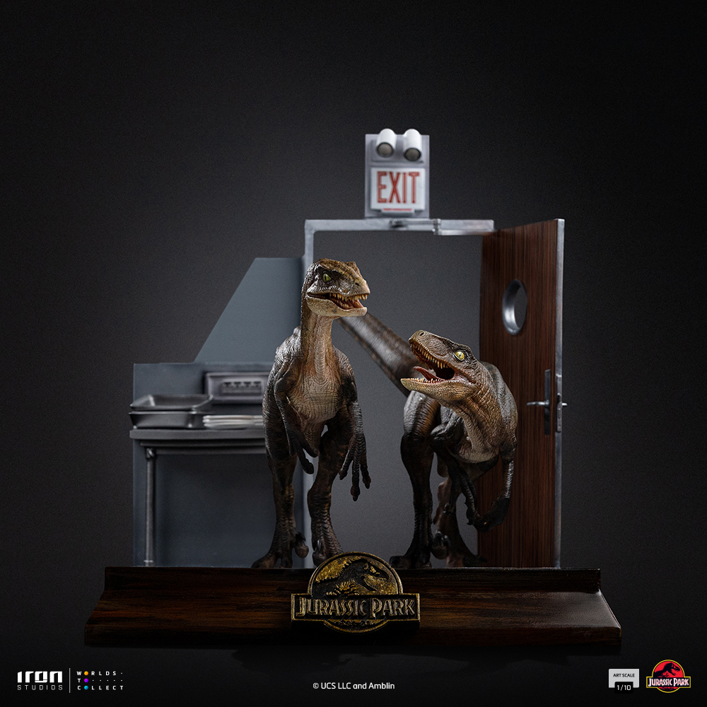 RAPTORS AT THE KITCHEN'S DOOR - JURASSIC PARK - ART SCALE 1/10 - IRON STUDIOS - Imagen 13