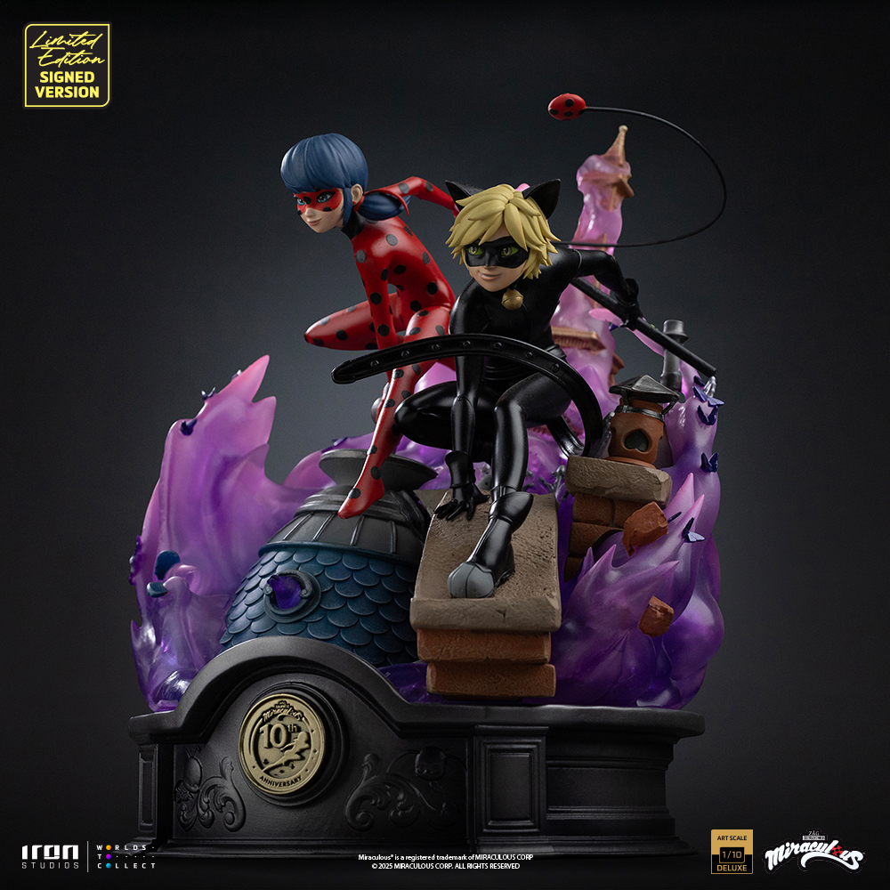 LADY BUG AND CAT NOIR DELUXE SIGNED EDITION - MIRACULOUS 10TH ANNIVERSARY - ART SCALE 1/10 - IRON STUDIOS - Imagen 15