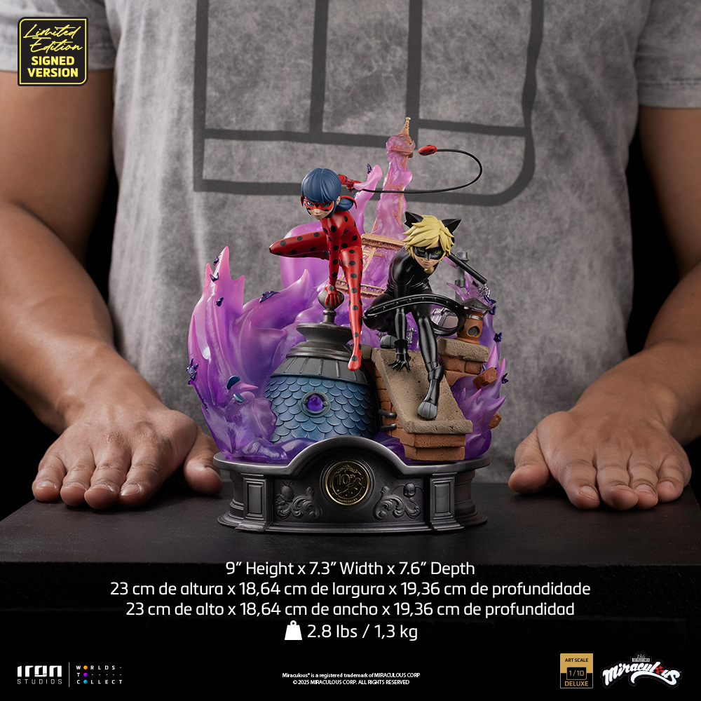 LADY BUG AND CAT NOIR DELUXE SIGNED EDITION - MIRACULOUS 10TH ANNIVERSARY - ART SCALE 1/10 - IRON STUDIOS - Imagen 2