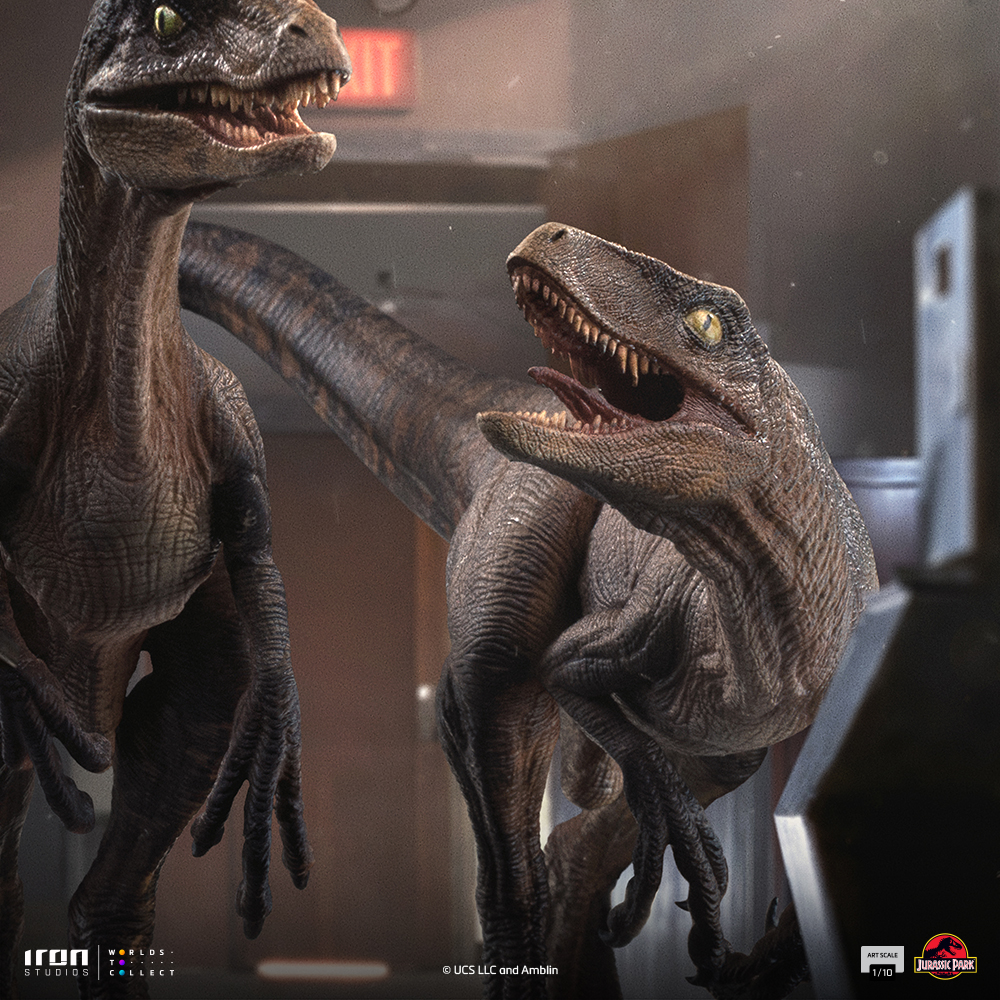 RAPTORS AT THE KITCHEN'S DOOR - JURASSIC PARK - ART SCALE 1/10 - IRON STUDIOS - Imagen 4