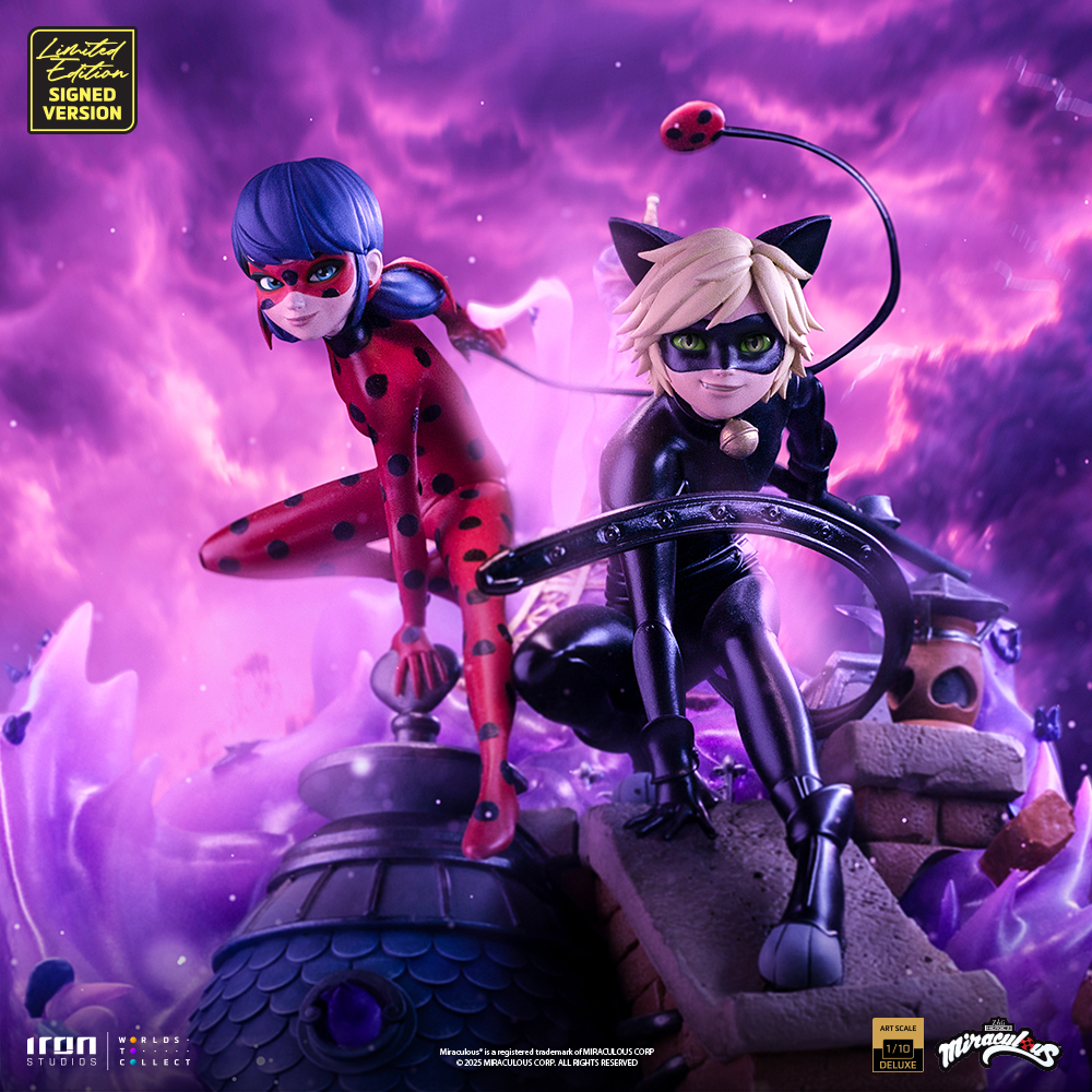 LADY BUG AND CAT NOIR DELUXE SIGNED EDITION - MIRACULOUS 10TH ANNIVERSARY - ART SCALE 1/10 - IRON STUDIOS - Imagen 3