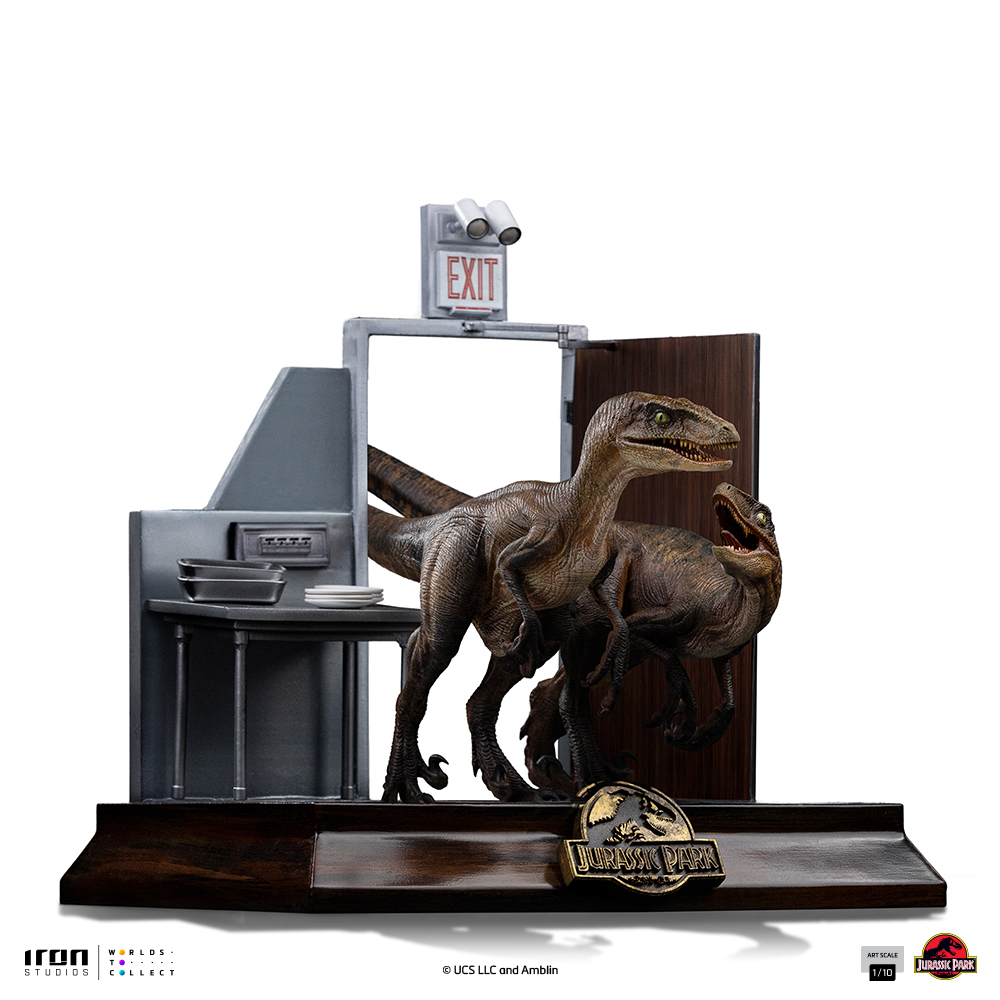 RAPTORS AT THE KITCHEN'S DOOR - JURASSIC PARK - ART SCALE 1/10 - IRON STUDIOS - 42882335269