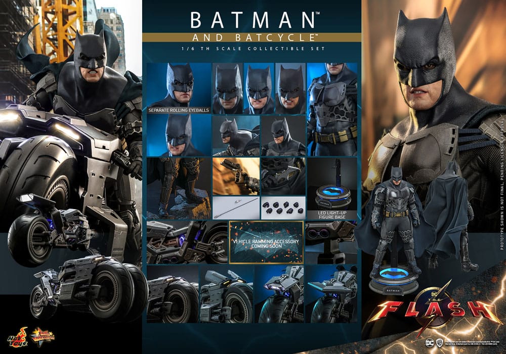 THE FLASH FIGURA CON VEHÍCULO MOVIE MASTERPIECE 1/6 BATMAN & BATCYCLE SET 30 CM - HOT TOYS - Imagen 24
