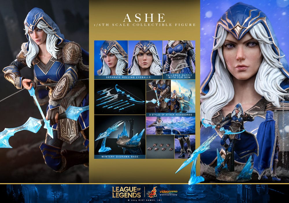 LEAGUE OF LEGENDS FIGURA VIDEO GAME MASTERPIECE 1/6 ASHE 28 CM - HOT TOYS - Imagen 20