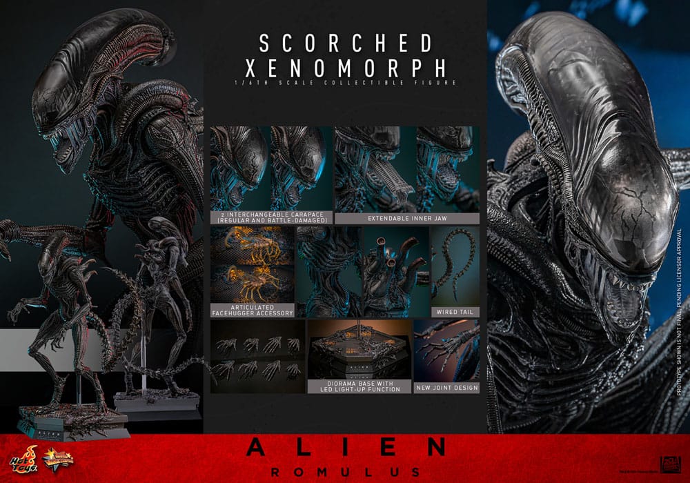 ALIEN: ROMULUS FIGURA MOVIE MASTERPIECE 1/6 SCORCHED XENOMORPH 44 CM - HOT TOYS - Imagen 22