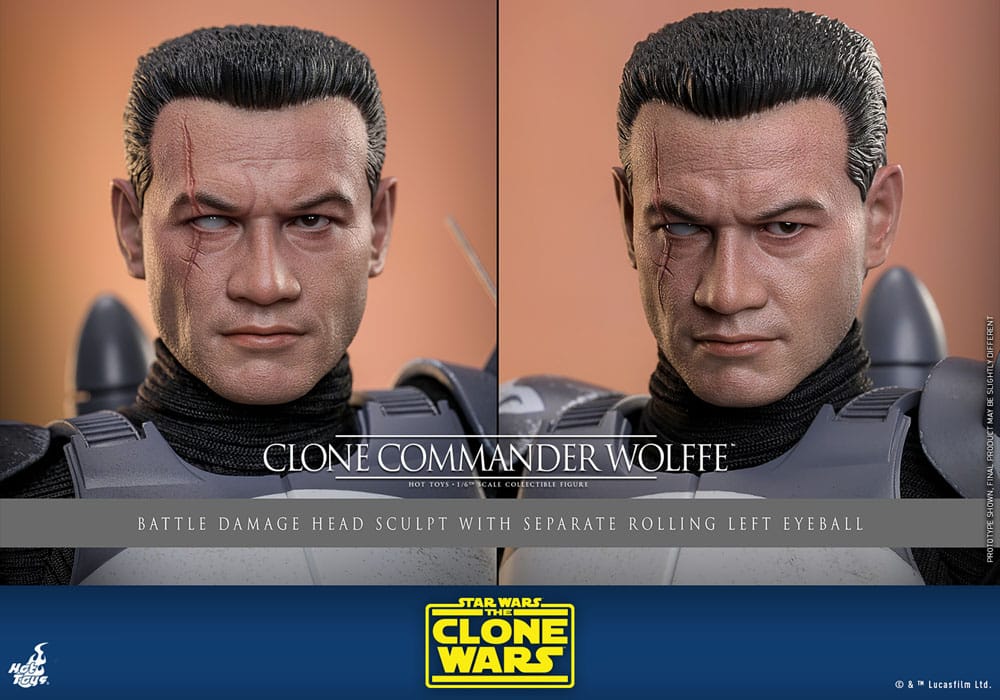STAR WARS: THE CLONE WARS FIGURA 1/6 CLONE COMMANDER WOLFFE 30 CM - HOT TOYS - Imagen 19