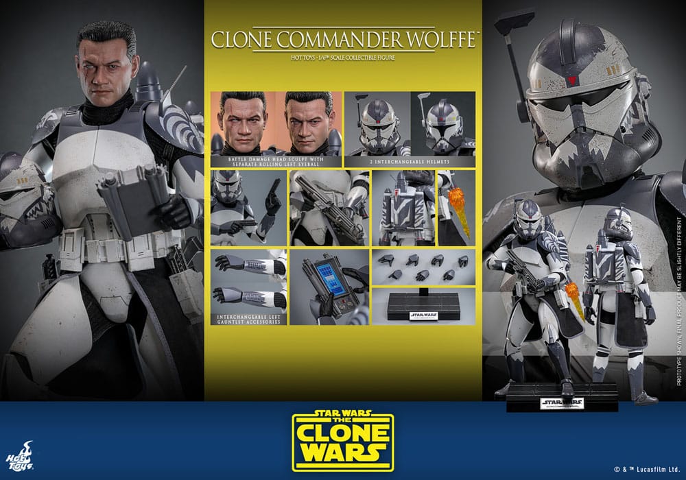 STAR WARS: THE CLONE WARS FIGURA 1/6 CLONE COMMANDER WOLFFE 30 CM - HOT TOYS - Imagen 20