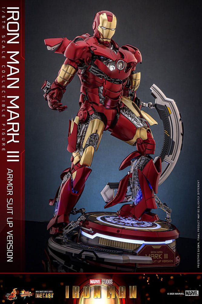 IRON MAN FIGURA MOVIE MASTERPIECE DIECAST 1/6 IRON MAN MARK III (ARMOR SUIT UP VERSION) 32 CM - HOT TOYS - Imagen 3