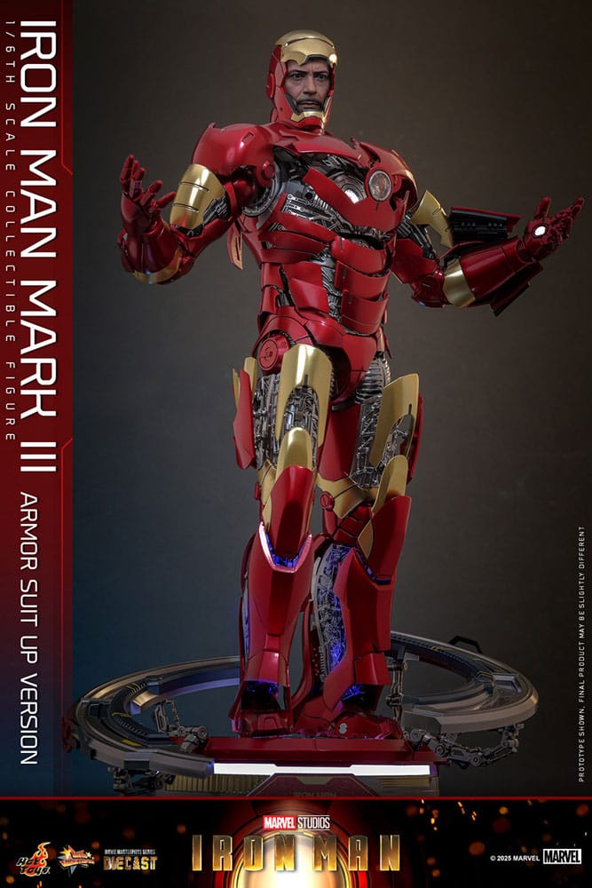 IRON MAN FIGURA MOVIE MASTERPIECE DIECAST 1/6 IRON MAN MARK III (ARMOR SUIT UP VERSION) 32 CM - HOT TOYS - Imagen 4