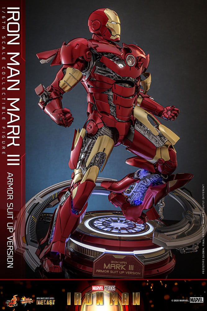 IRON MAN FIGURA MOVIE MASTERPIECE DIECAST 1/6 IRON MAN MARK III (ARMOR SUIT UP VERSION) 32 CM - HOT TOYS - Imagen 6