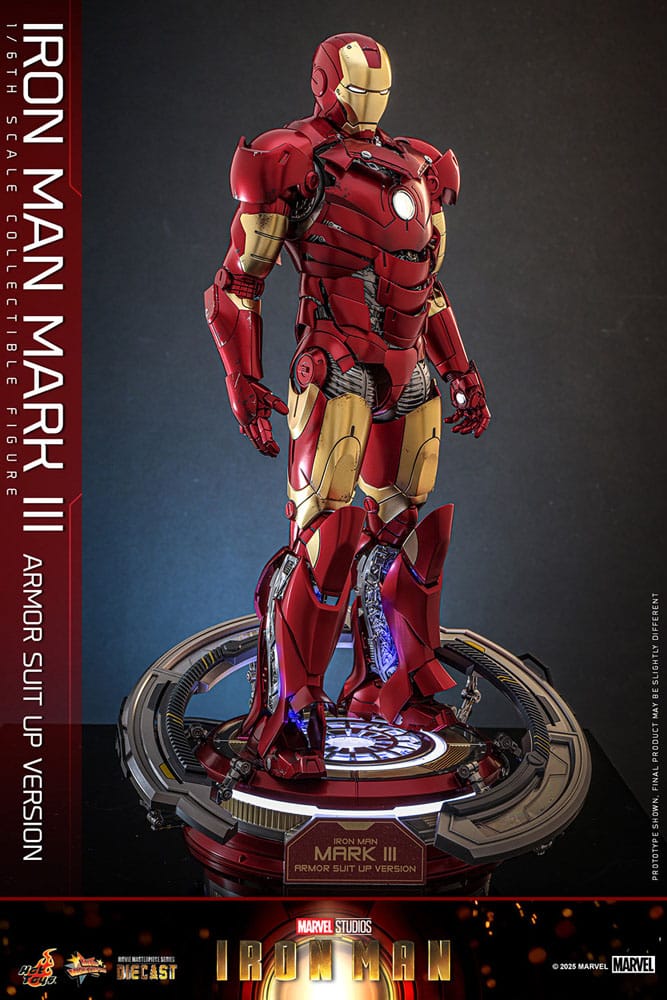 IRON MAN FIGURA MOVIE MASTERPIECE DIECAST 1/6 IRON MAN MARK III (ARMOR SUIT UP VERSION) 32 CM - HOT TOYS - Imagen 7