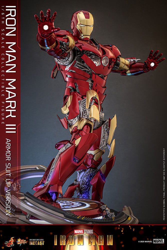 IRON MAN FIGURA MOVIE MASTERPIECE DIECAST 1/6 IRON MAN MARK III (ARMOR SUIT UP VERSION) 32 CM - HOT TOYS - Imagen 8