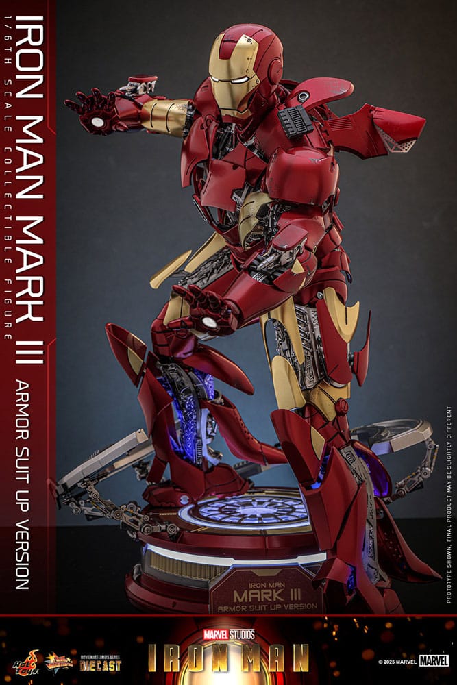 IRON MAN FIGURA MOVIE MASTERPIECE DIECAST 1/6 IRON MAN MARK III (ARMOR SUIT UP VERSION) 32 CM - HOT TOYS - Imagen 10