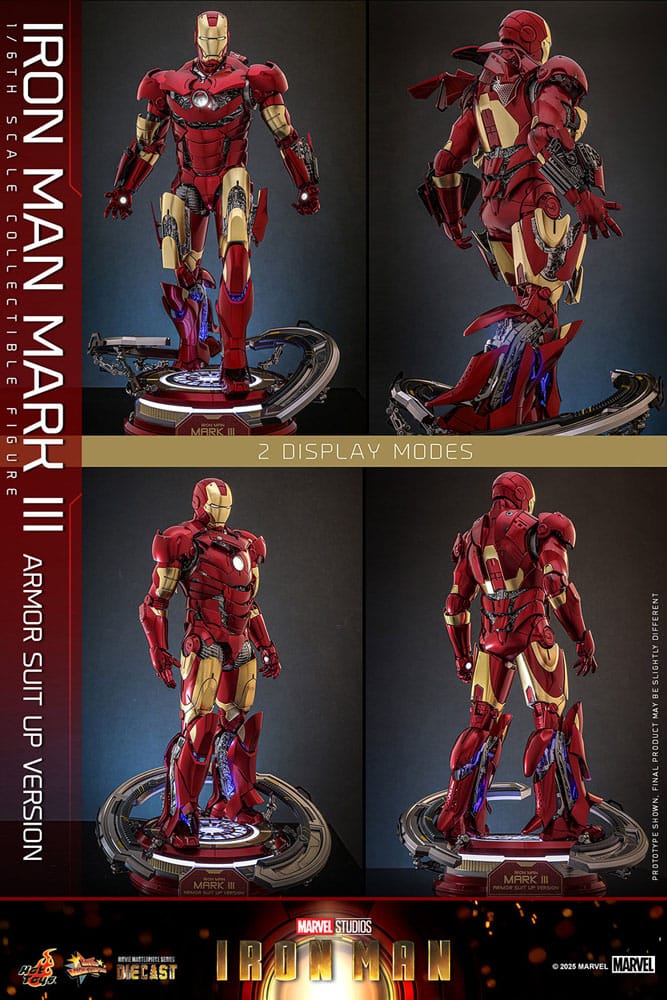IRON MAN FIGURA MOVIE MASTERPIECE DIECAST 1/6 IRON MAN MARK III (ARMOR SUIT UP VERSION) 32 CM - HOT TOYS - Imagen 14