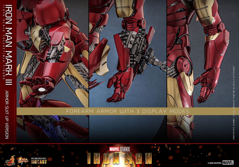 IRON MAN FIGURA MOVIE MASTERPIECE DIECAST 1/6 IRON MAN MARK III (ARMOR SUIT UP VERSION) 32 CM - HOT TOYS - Imagen 17