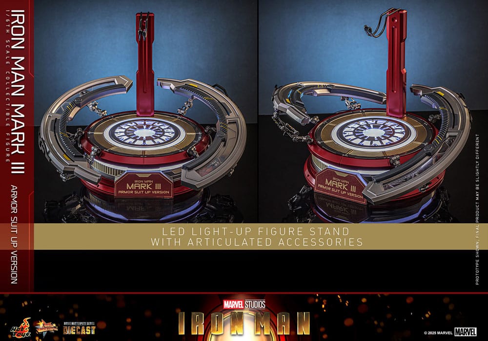 IRON MAN FIGURA MOVIE MASTERPIECE DIECAST 1/6 IRON MAN MARK III (ARMOR SUIT UP VERSION) 32 CM - HOT TOYS - Imagen 18