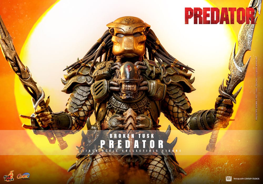 ALIEN VS. PREDATOR FIGURA COMIC MASTERPIECE 1/6 BROKEN TUSK PREDATOR 35 CM - HOT TOYS - Imagen 2