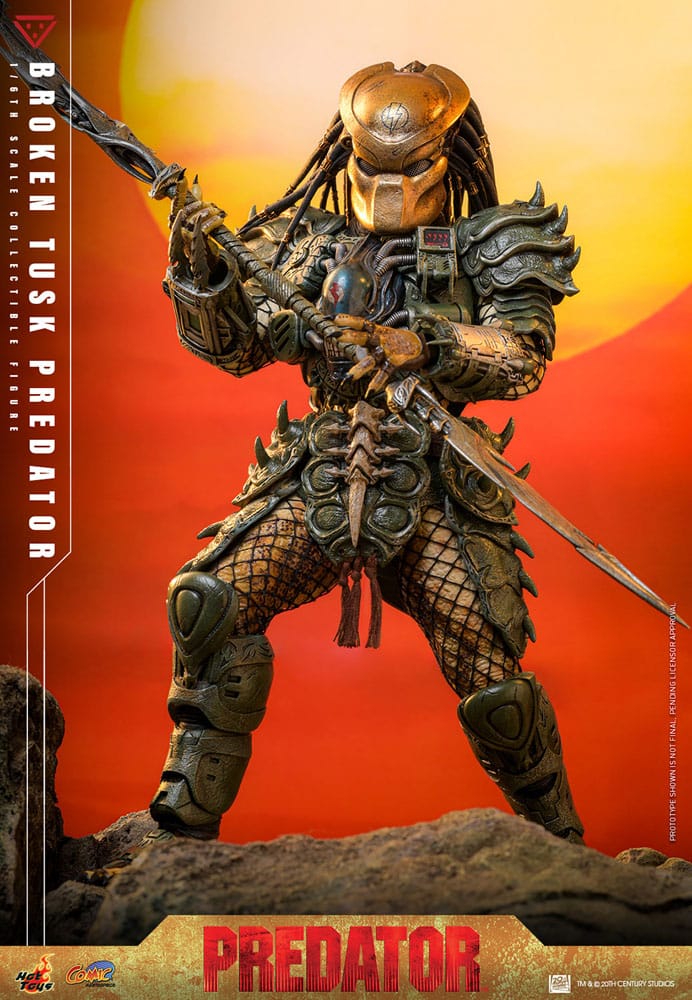 ALIEN VS. PREDATOR FIGURA COMIC MASTERPIECE 1/6 BROKEN TUSK PREDATOR 35 CM - HOT TOYS - Imagen 3