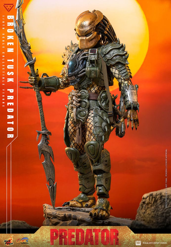 ALIEN VS. PREDATOR FIGURA COMIC MASTERPIECE 1/6 BROKEN TUSK PREDATOR 35 CM - HOT TOYS - Imagen 4