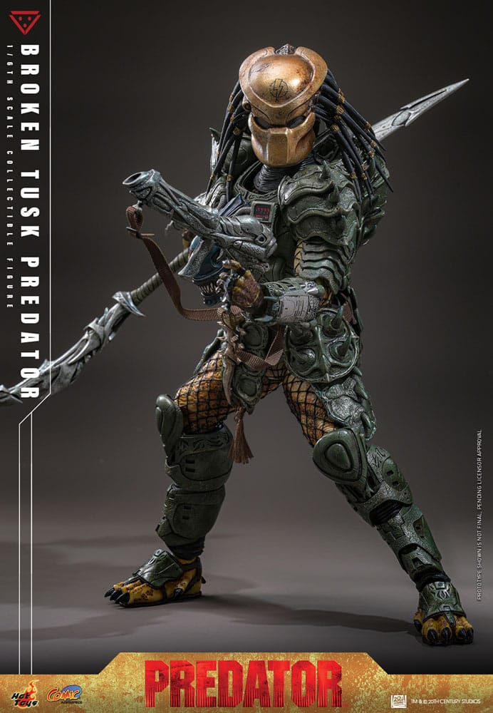 ALIEN VS. PREDATOR FIGURA COMIC MASTERPIECE 1/6 BROKEN TUSK PREDATOR 35 CM - HOT TOYS - Imagen 6