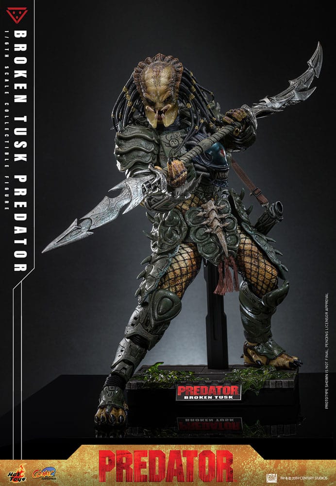 ALIEN VS. PREDATOR FIGURA COMIC MASTERPIECE 1/6 BROKEN TUSK PREDATOR 35 CM - HOT TOYS - Imagen 7