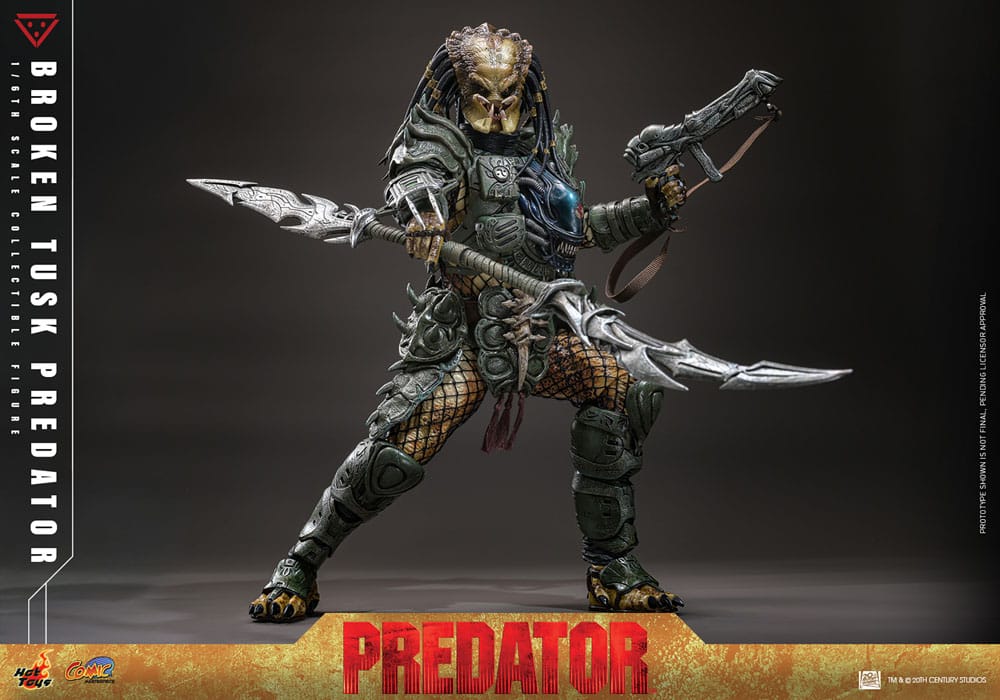 ALIEN VS. PREDATOR FIGURA COMIC MASTERPIECE 1/6 BROKEN TUSK PREDATOR 35 CM - HOT TOYS - Imagen 9