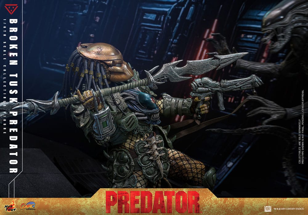 ALIEN VS. PREDATOR FIGURA COMIC MASTERPIECE 1/6 BROKEN TUSK PREDATOR 35 CM - HOT TOYS - Imagen 12