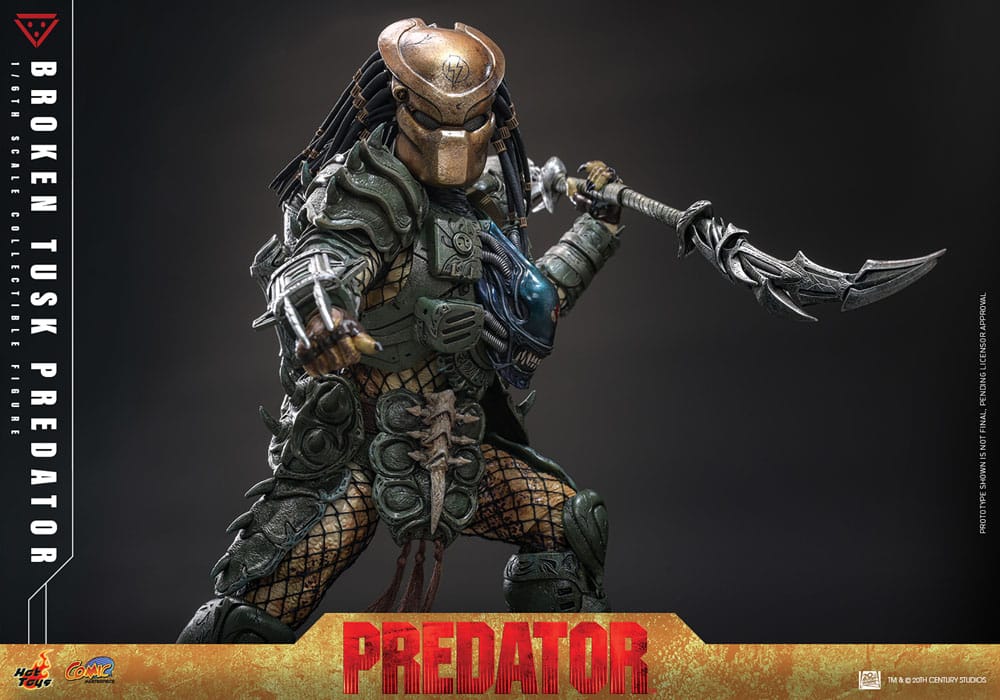 ALIEN VS. PREDATOR FIGURA COMIC MASTERPIECE 1/6 BROKEN TUSK PREDATOR 35 CM - HOT TOYS - Imagen 13