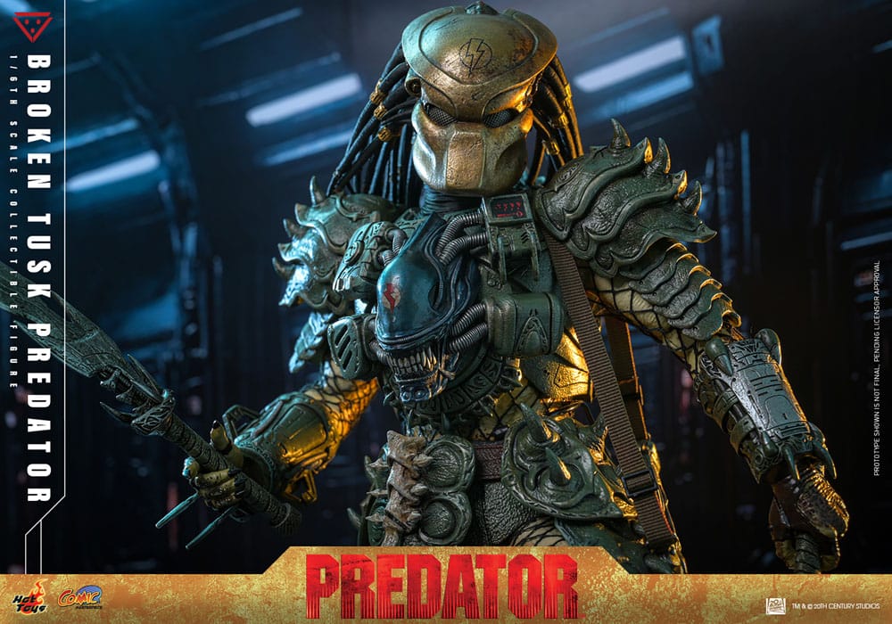 ALIEN VS. PREDATOR FIGURA COMIC MASTERPIECE 1/6 BROKEN TUSK PREDATOR 35 CM - HOT TOYS - Imagen 14