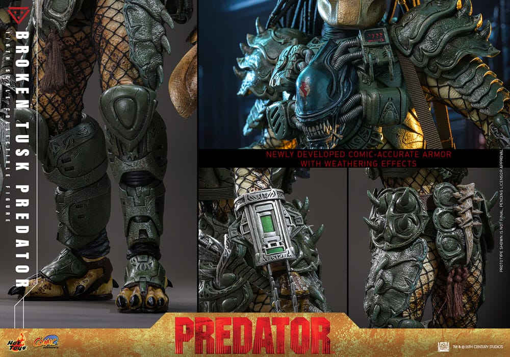 ALIEN VS. PREDATOR FIGURA COMIC MASTERPIECE 1/6 BROKEN TUSK PREDATOR 35 CM - HOT TOYS - Imagen 19