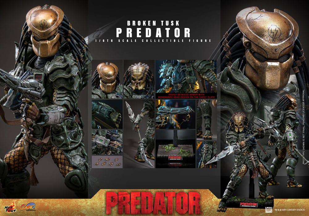 ALIEN VS. PREDATOR FIGURA COMIC MASTERPIECE 1/6 BROKEN TUSK PREDATOR 35 CM - HOT TOYS - Imagen 20