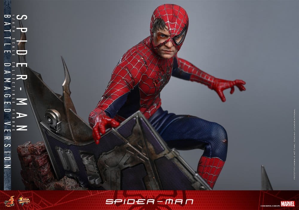 SPIDER-MAN FIGURA MOVIE MASTERPIECE 1/6 SPIDER-MAN (BATTLE DAMAGED VERSION) 30 CM - HOT TOYS - Imagen 15