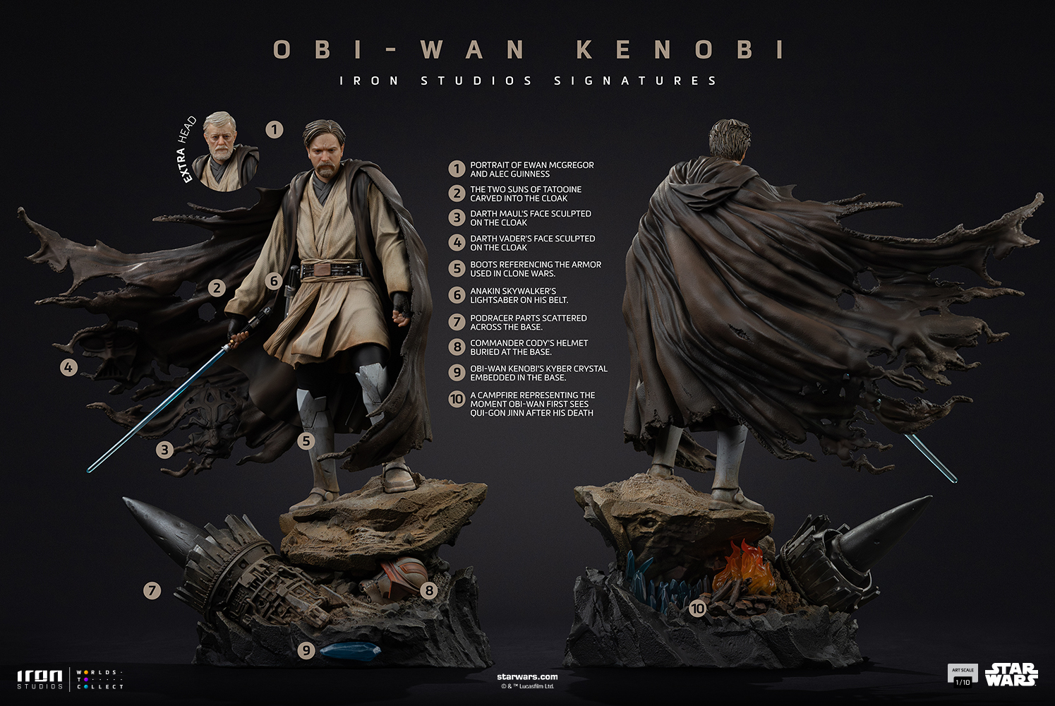 OBI-WAN SIGNATURES - STAR WARS - ART SCALE 1/10 - IRON STUDIOS - Imagen 17