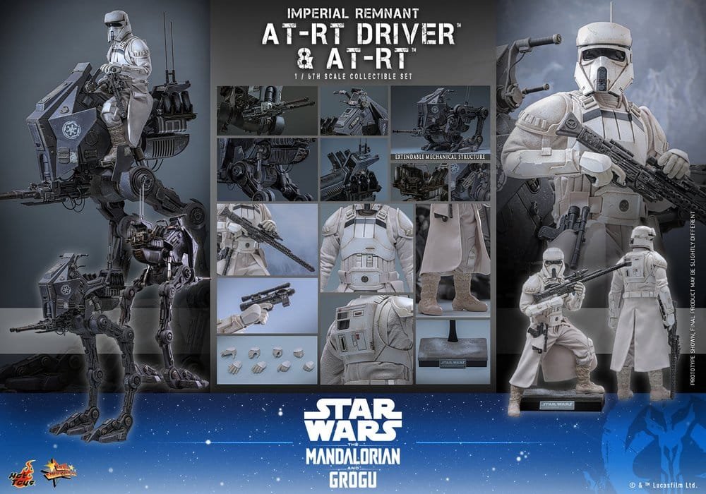 THE MANDALORIAN & GROGU SET DE FIGURAS IMPERIAL REMNANT AT-RT DRIVER & AT-RT - STAR WARS - MOVIE MASTERPIECE - HOT TOYS - Imagen 20