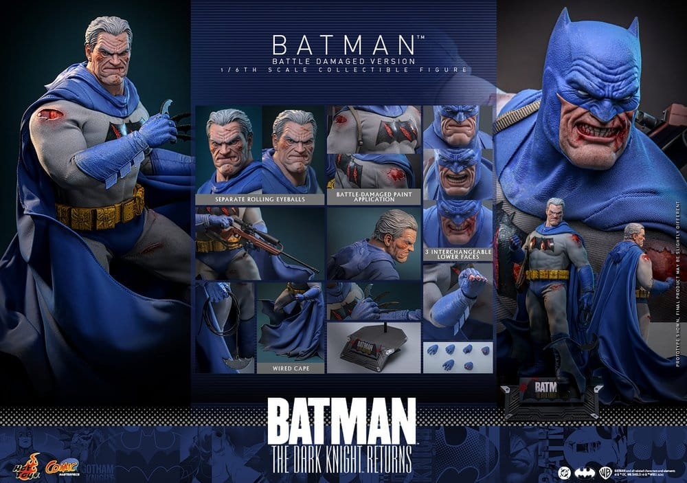 BATMAN: THE DARK KNIGHT RETURNS COMIC MASTERPIECE BATMAN (BATTLE DAMAGED VERSION) - DC COMICS - 1/6 - HOT TOYS - Imagen 25