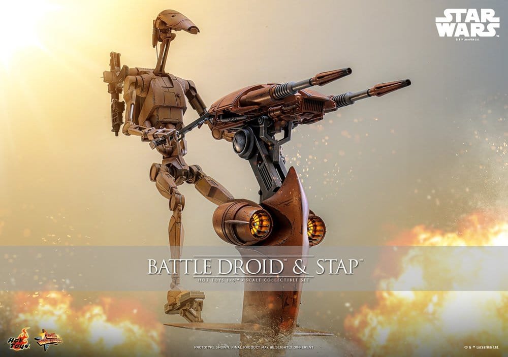 THE PHANTOM MENACE SET DE FIGURAS BATTLE DROID & STAP - STAR WARS - MOVIE MASTERPIECE - HOT TOYS - Imagen 2