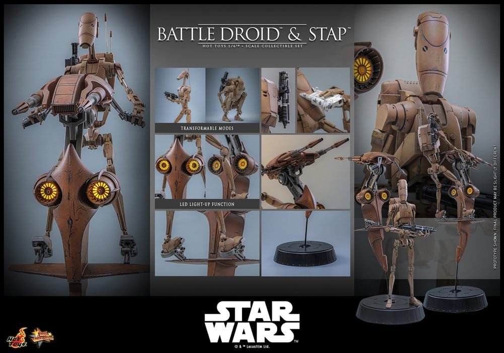 THE PHANTOM MENACE SET DE FIGURAS BATTLE DROID & STAP - STAR WARS - MOVIE MASTERPIECE - HOT TOYS - Imagen 15