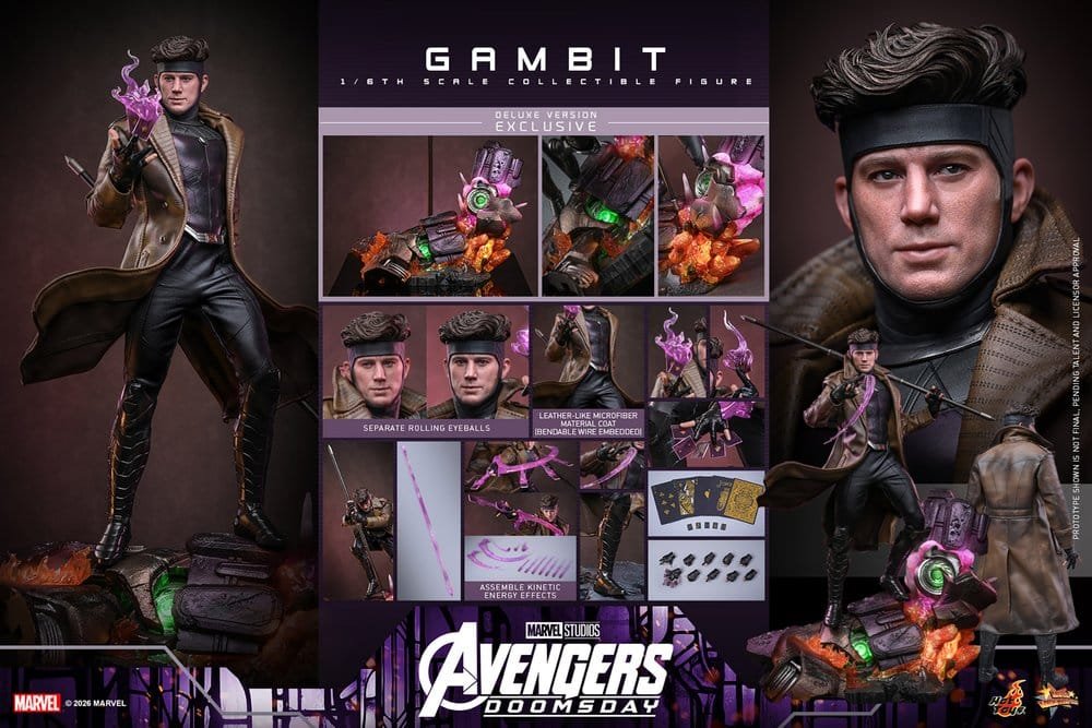 GAMBIT (DELUXE VERSION) - AVENGERS: DOOMSDAY - MOVIE MASTERPIECE - 31CM - HOT TOYS - Imagen 25