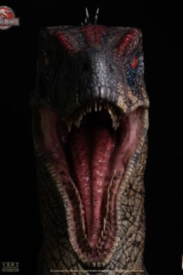 PARQUE JURÁSICO III LIFE SIZE BUSTO MALE ALPHA VELOCIRAPTOR «BLOOD KNIGHT» – JURASSIC PARK – 83 CM – ELITE CREATURE COLLECTIBLES