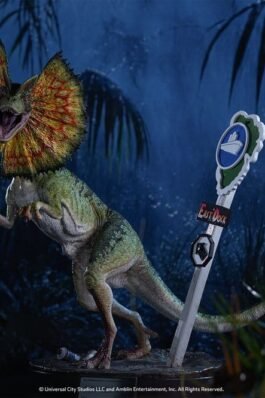 PARQUE JURÁSICO MAQUETTE DILOPHOSAURUS – JURASSIC PARK – 1/3 – 62 CM – ELITE CREATURE COLLECTIBLES