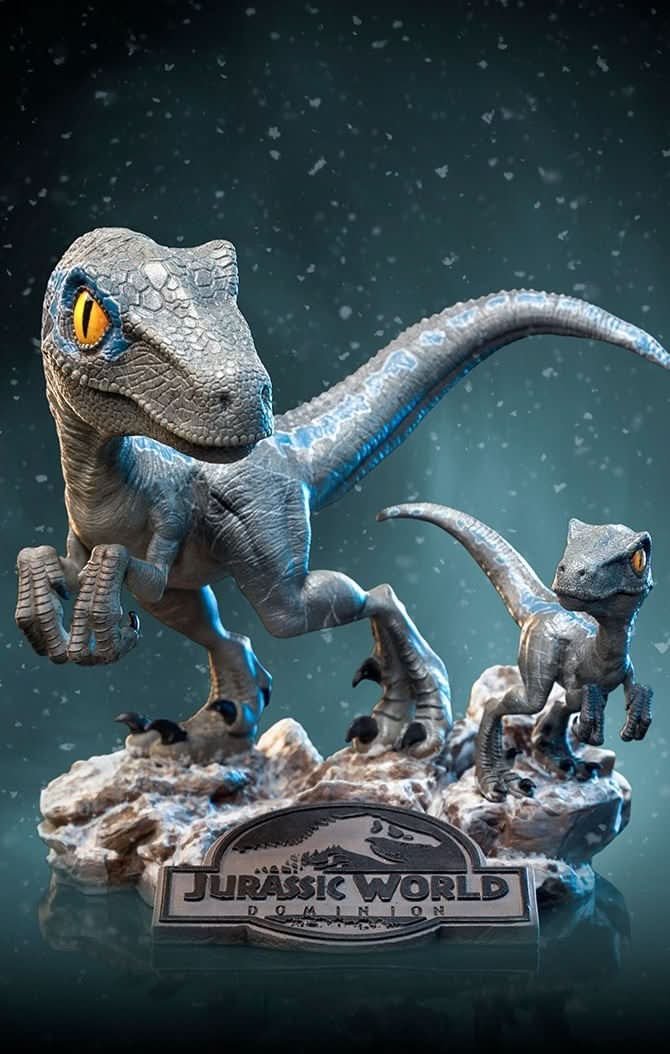 BLUE AND BETA - JURASSIC WORLD: DOMINION - JURASSIC WORLD - MINICO - IRON STUDIOS