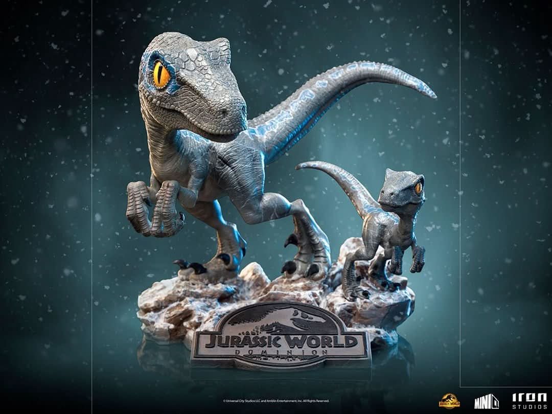 BLUE AND BETA - JURASSIC WORLD: DOMINION - JURASSIC WORLD - MINICO - IRON STUDIOS