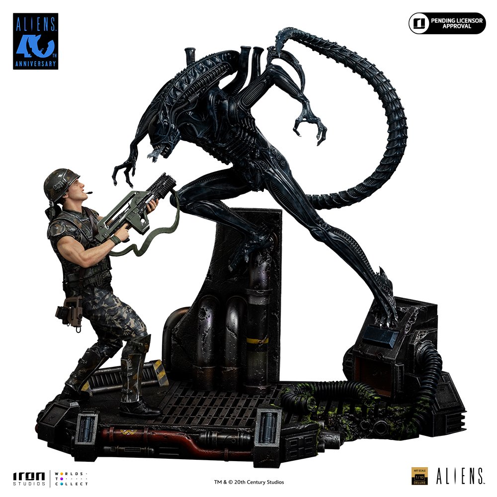 ALIEN XENOMORPH WARRIOR VS CORPORAL DWAYNE HICKS DELUXE - ALIEN 2 - ART SCALE 1/10 - IRON STUDIOS - Imagen 2