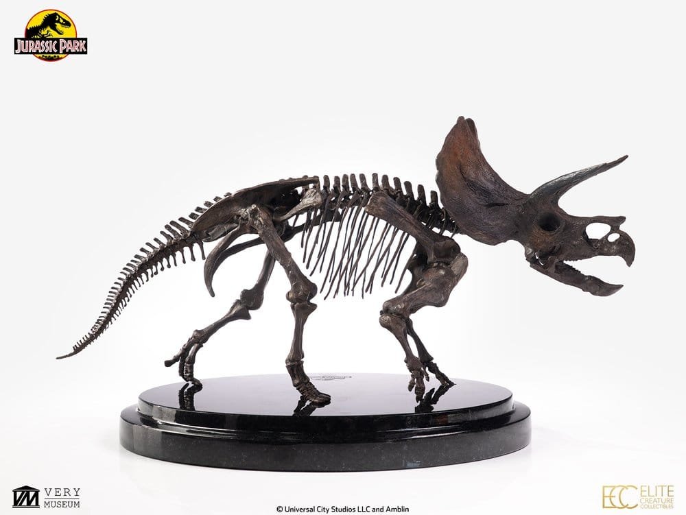 PARQUE JURÁSICO TRICERATOPS FOSSIL SKELETON BRONZE - JURASSIC PARK - ESTATUA 1/24 - ELITE CREATURE COLLECTIBLES