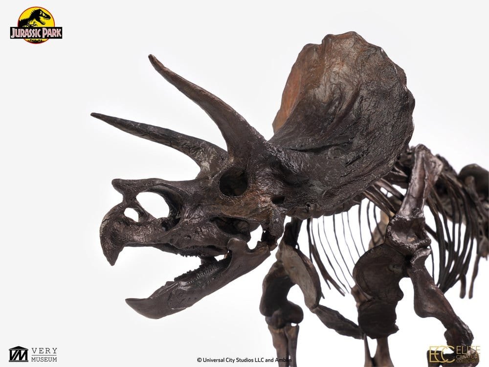 PARQUE JURÁSICO TRICERATOPS FOSSIL SKELETON BRONZE - JURASSIC PARK - ESTATUA 1/24 - ELITE CREATURE COLLECTIBLES - Imagen 2