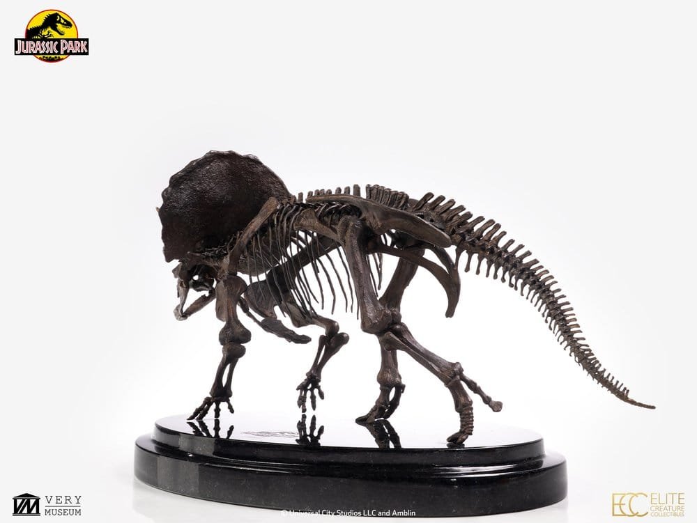 PARQUE JURÁSICO TRICERATOPS FOSSIL SKELETON BRONZE - JURASSIC PARK - ESTATUA 1/24 - ELITE CREATURE COLLECTIBLES - Imagen 4