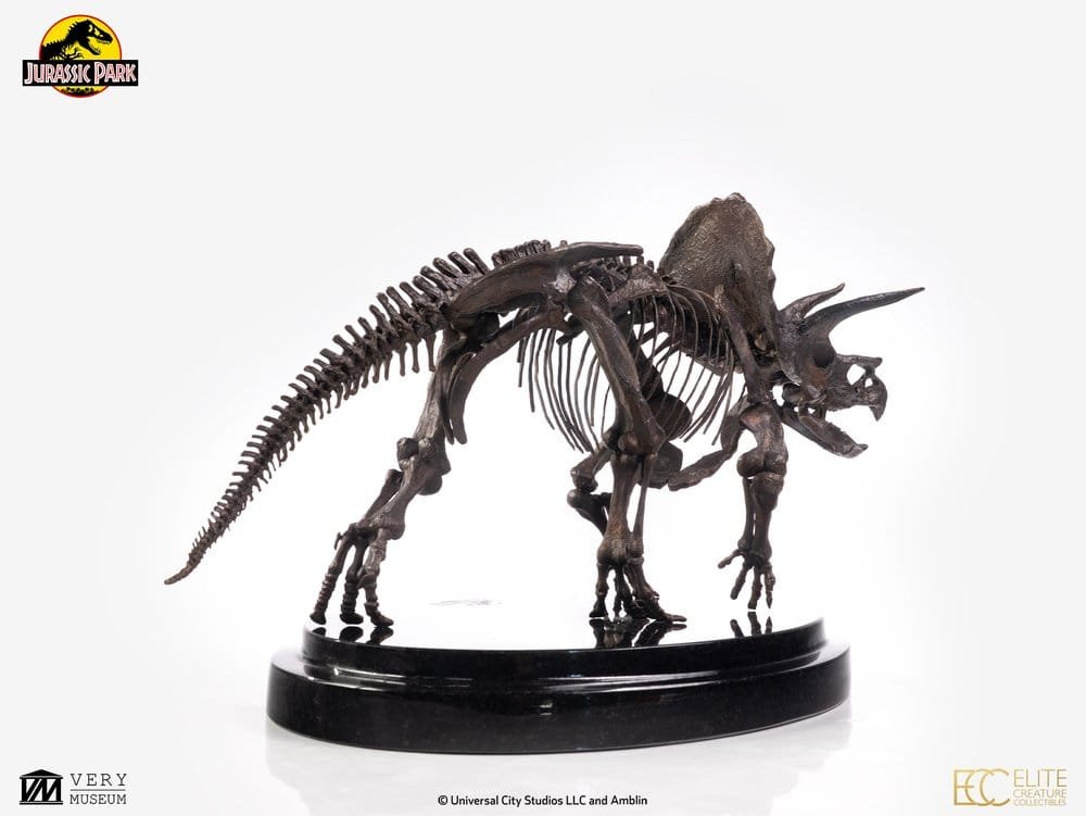 PARQUE JURÁSICO TRICERATOPS FOSSIL SKELETON BRONZE - JURASSIC PARK - ESTATUA 1/24 - ELITE CREATURE COLLECTIBLES - Imagen 5